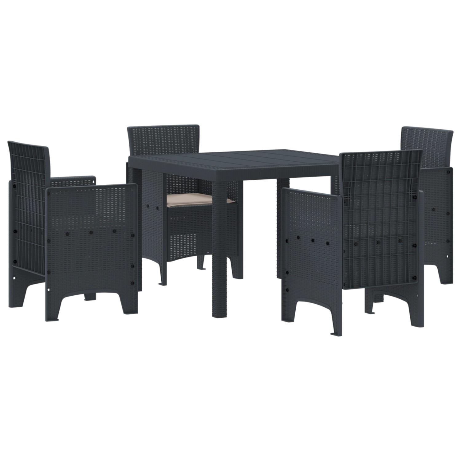 vidaXL 5-tlg Garten-Essgruppe mit Kissen Anthrazit Poly Rattan 3378533 vidaXL 5-tlg Garten-Essgruppe mit Kissen Anthrazit Poly Rattan 3378533 von VIDAXL