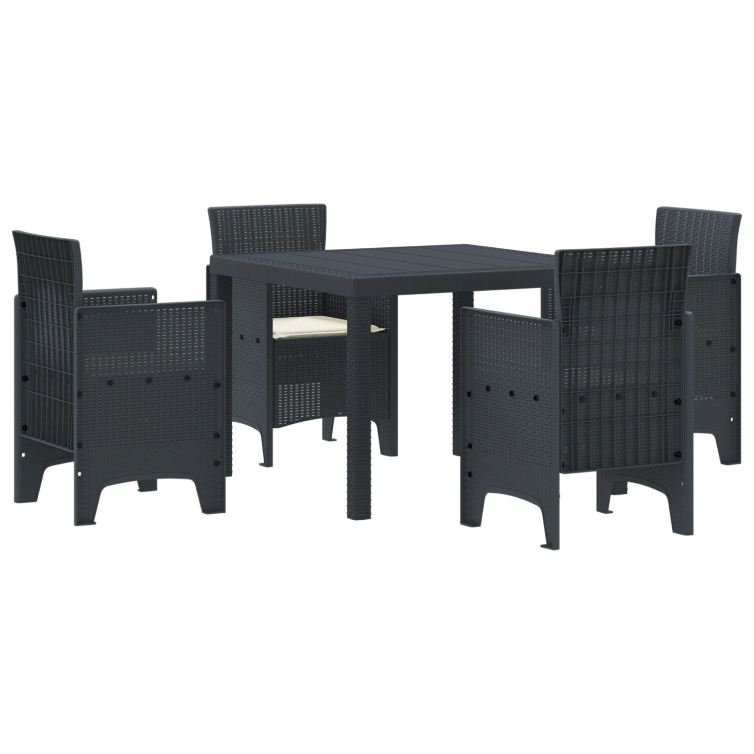 vidaXL 5-tlg Garten-Essgruppe mit Kissen Anthrazit Poly Rattan 3378536 vidaXL 5-tlg Garten-Essgruppe mit Kissen Anthrazit Poly Rattan 3378536 von VIDAXL