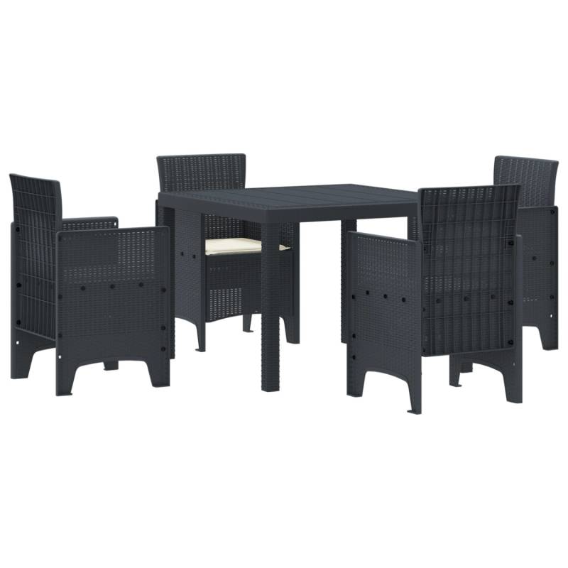 vidaXL 5-tlg Garten-Essgruppe mit Kissen Anthrazit Poly Rattan 3378536 von VIDAXL