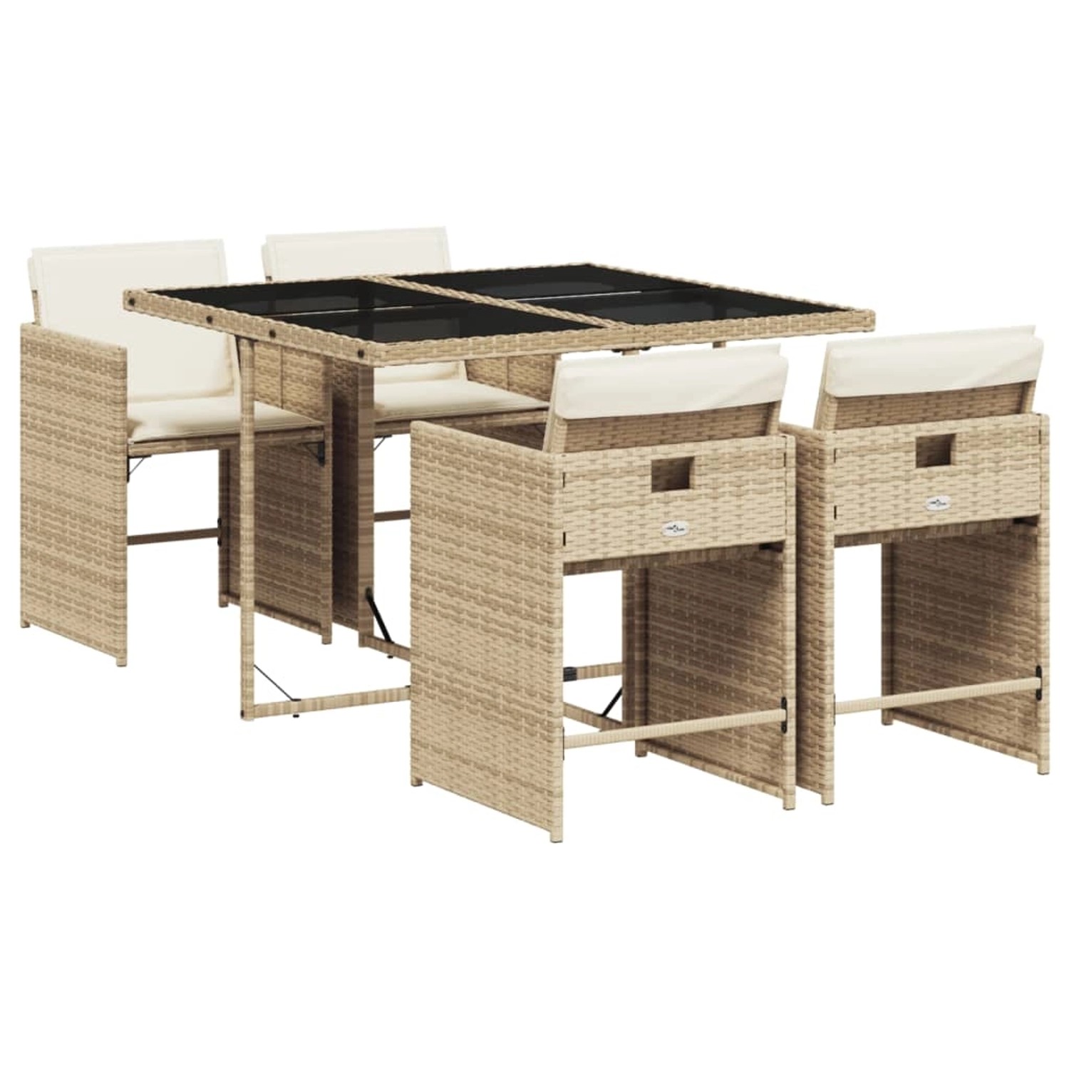 vidaXL 5-tlg Garten-Essgruppe mit Kissen Beige Poly Rattan Modell 33 vidaXL 5-tlg Garten-Essgruppe mit Kissen Beige Poly Rattan Modell 33 von VIDAXL