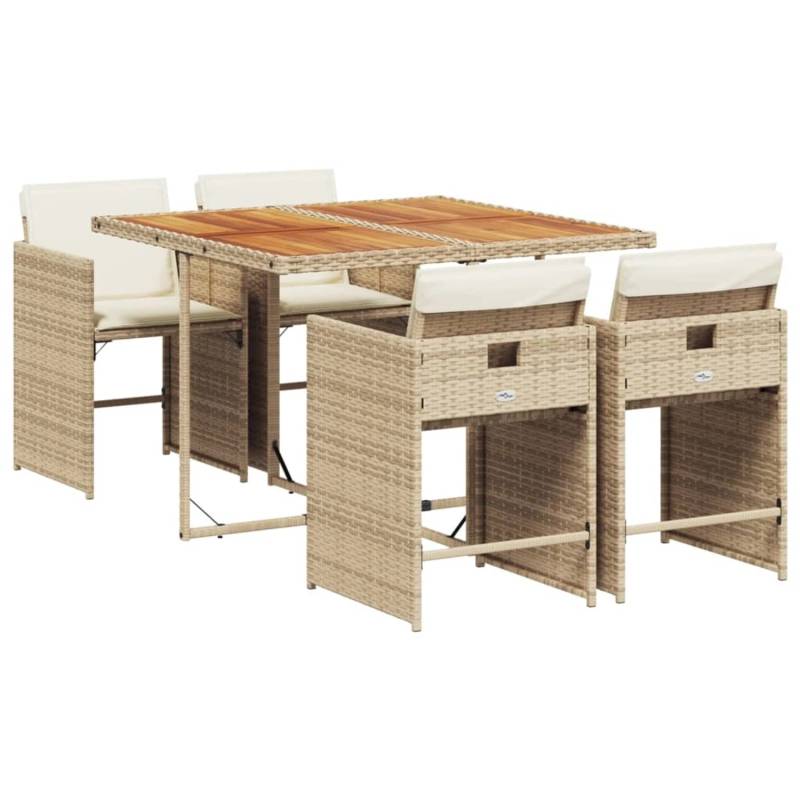 vidaXL 5-tlg Garten-Essgruppe mit Kissen Beige Poly Rattan Modell 34 von VIDAXL