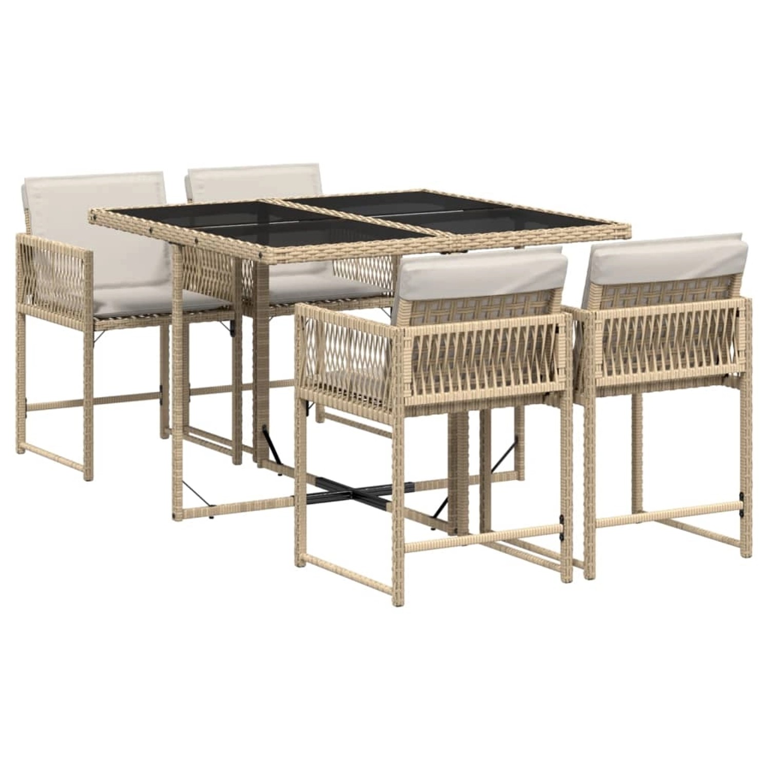 vidaXL 5-tlg Garten-Essgruppe mit Kissen Beige Poly Rattan Modell 65 vidaXL 5-tlg Garten-Essgruppe mit Kissen Beige Poly Rattan Modell 65 von VIDAXL