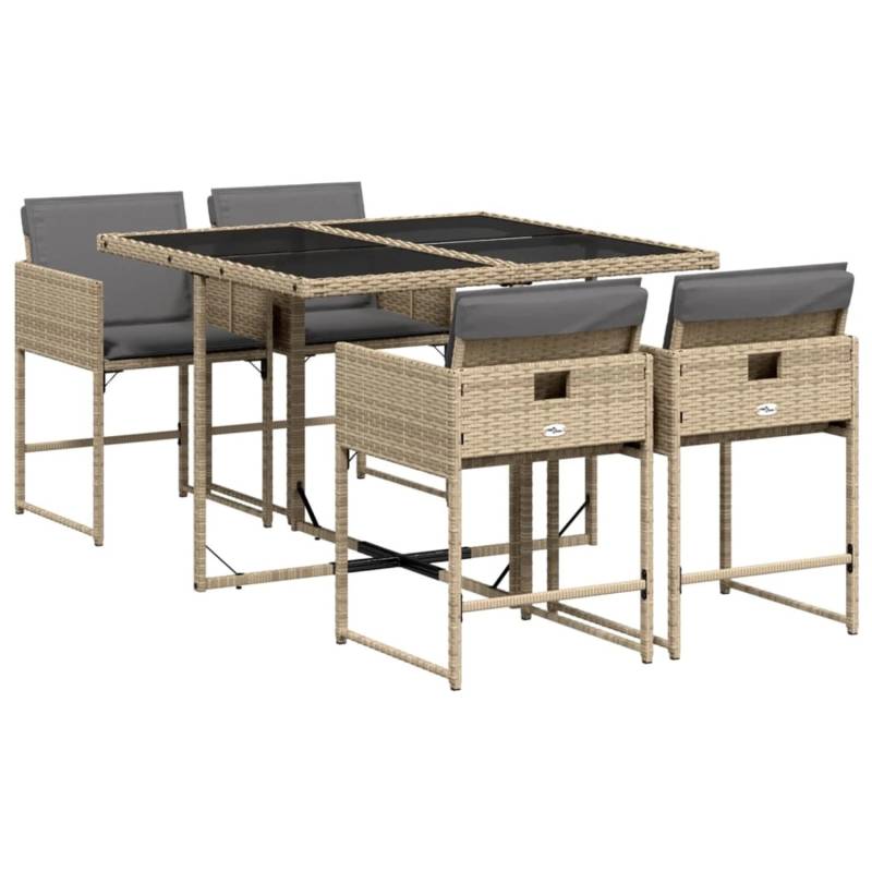 vidaXL 5-tlg Garten-Essgruppe mit Kissen Beigemischung Poly Rattan Modell 22 von VIDAXL