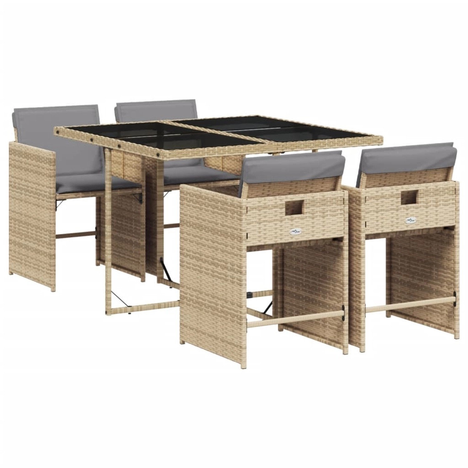 vidaXL 5-tlg Garten-Essgruppe mit Kissen Beigemischung Poly Rattan Modell 23 von VIDAXL