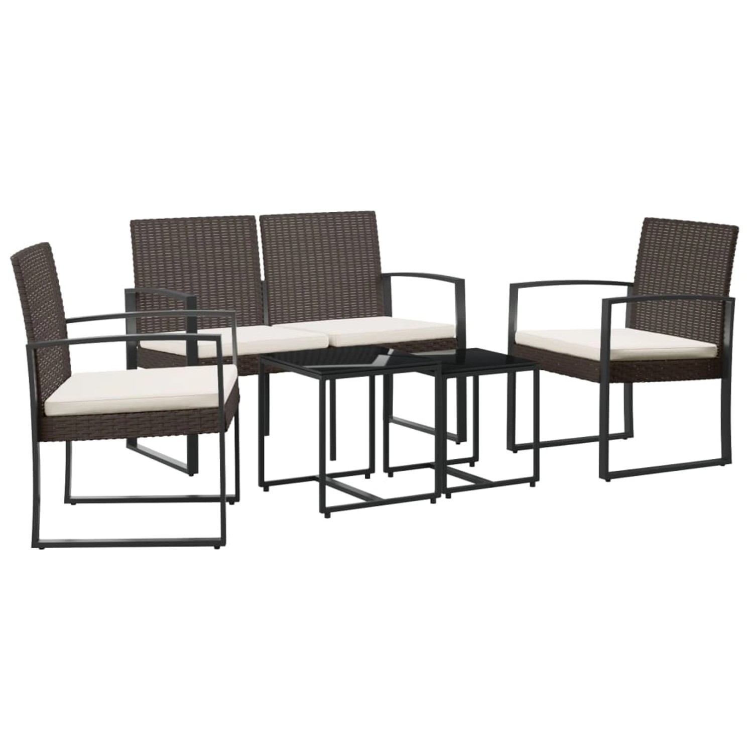 vidaXL 5-tlg Garten-Essgruppe mit Kissen Braun PP-Rattan Modell 1 vidaXL 5-tlg Garten-Essgruppe mit Kissen Braun PP-Rattan Modell 1 von VIDAXL