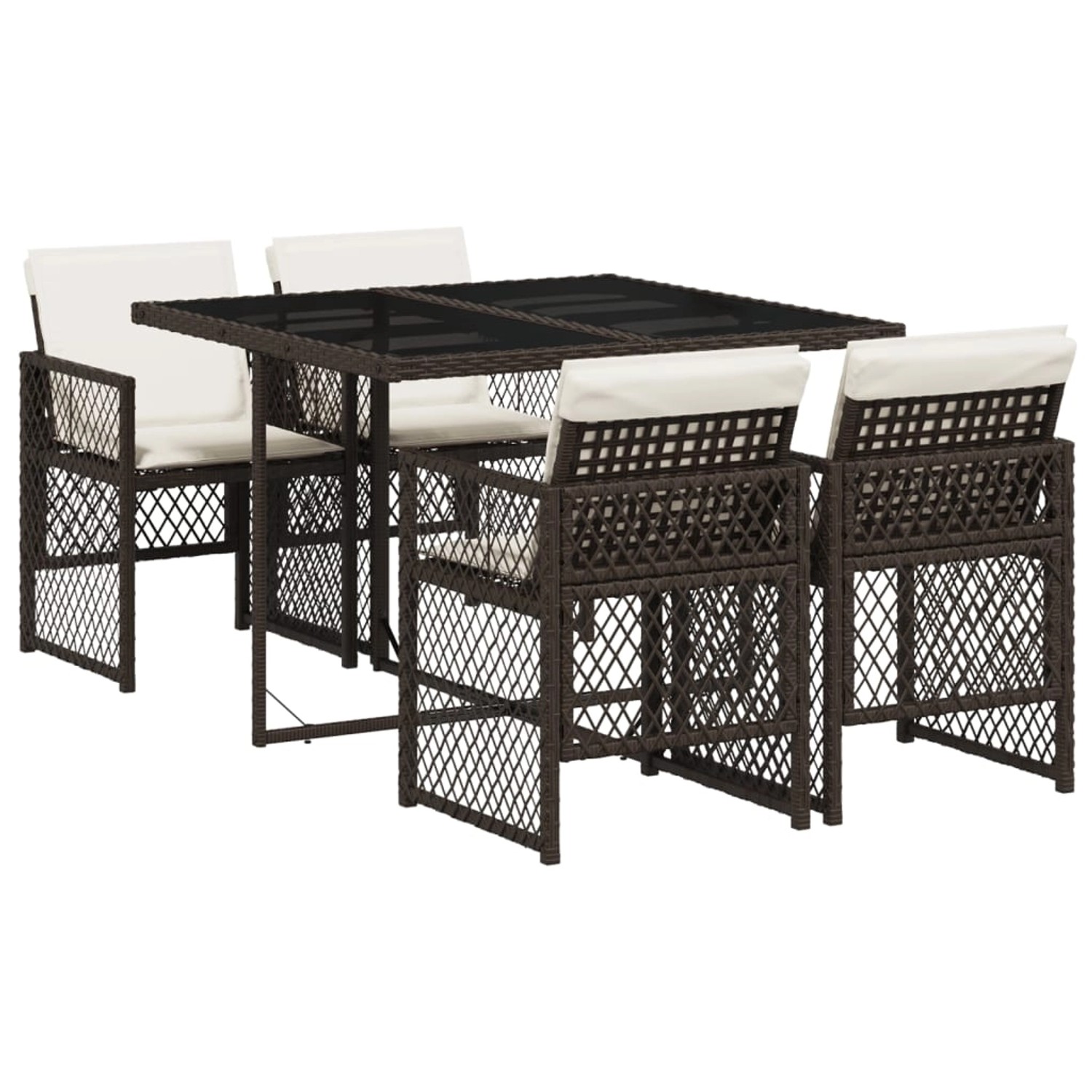 vidaXL 5-tlg Garten-Essgruppe mit Kissen Braun Poly Rattan Modell 36 vidaXL 5-tlg Garten-Essgruppe mit Kissen Braun Poly Rattan Modell 36 von VIDAXL
