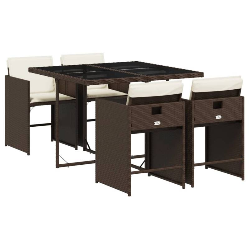 vidaXL 5-tlg Garten-Essgruppe mit Kissen Braun Poly Rattan Modell 37 von VIDAXL