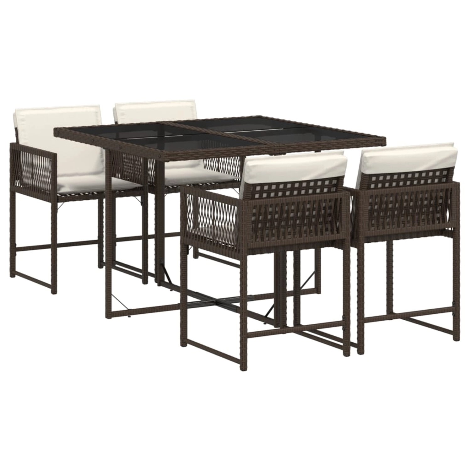 vidaXL 5-tlg Garten-Essgruppe mit Kissen Braun Poly Rattan Modell 38 vidaXL 5-tlg Garten-Essgruppe mit Kissen Braun Poly Rattan Modell 38 von VIDAXL