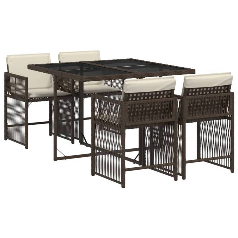 vidaXL 5-tlg Garten-Essgruppe mit Kissen Braun Poly Rattan Modell 39 von VIDAXL