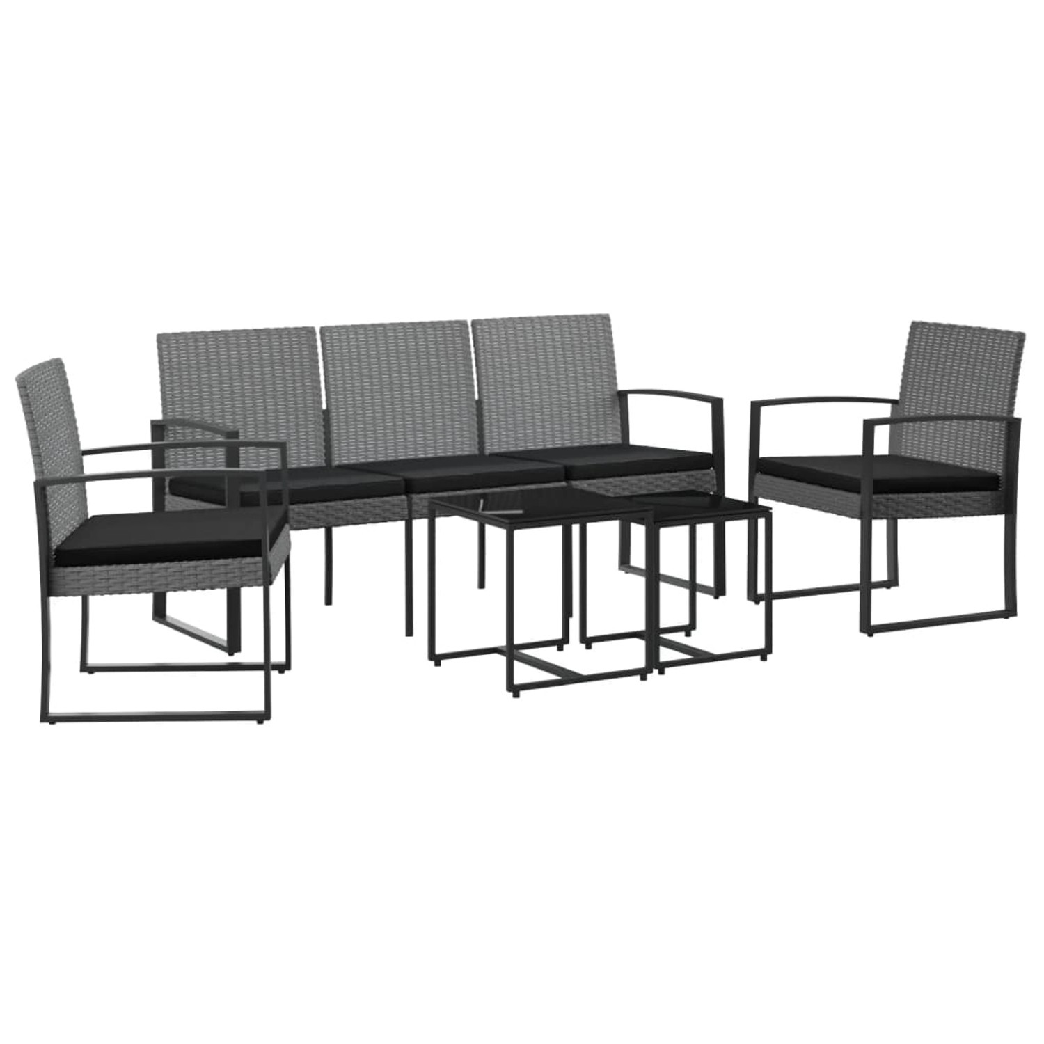 vidaXL 5-tlg Garten-Essgruppe mit Kissen Dunkelgrau PP-Rattan Modell 1 von VIDAXL