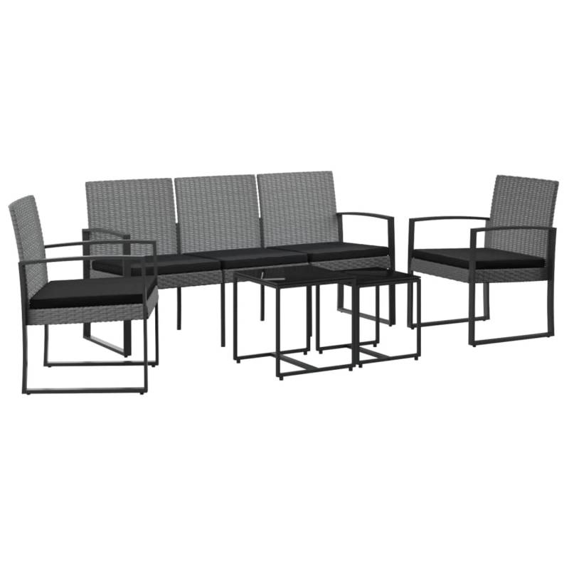 vidaXL 5-tlg Garten-Essgruppe mit Kissen Dunkelgrau PP-Rattan Modell 1 von VIDAXL