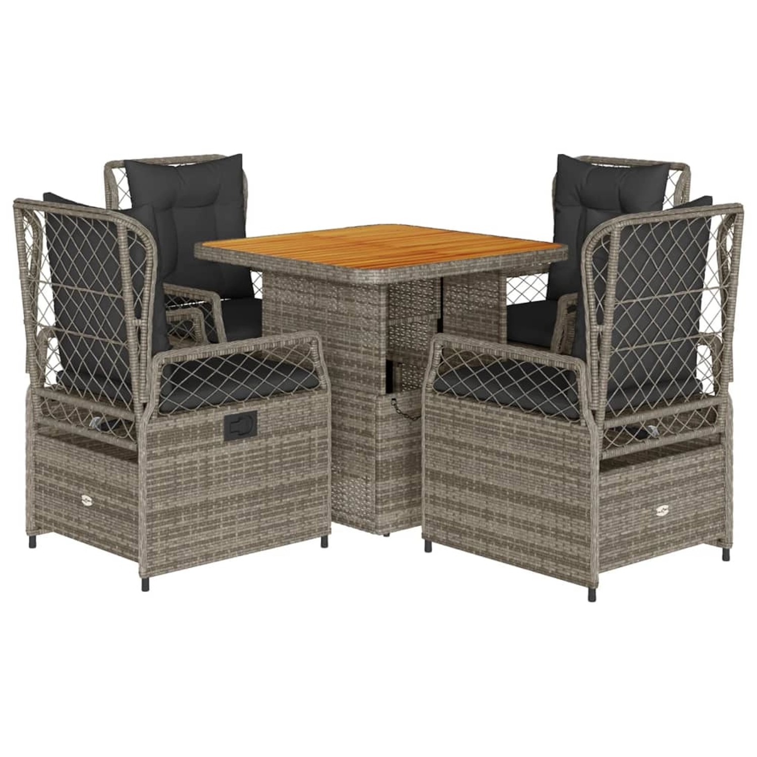 vidaXL 5-tlg Garten-Essgruppe mit Kissen Grau Poly Rattan Modell 106 vidaXL 5-tlg Garten-Essgruppe mit Kissen Grau Poly Rattan Modell 106 von VIDAXL
