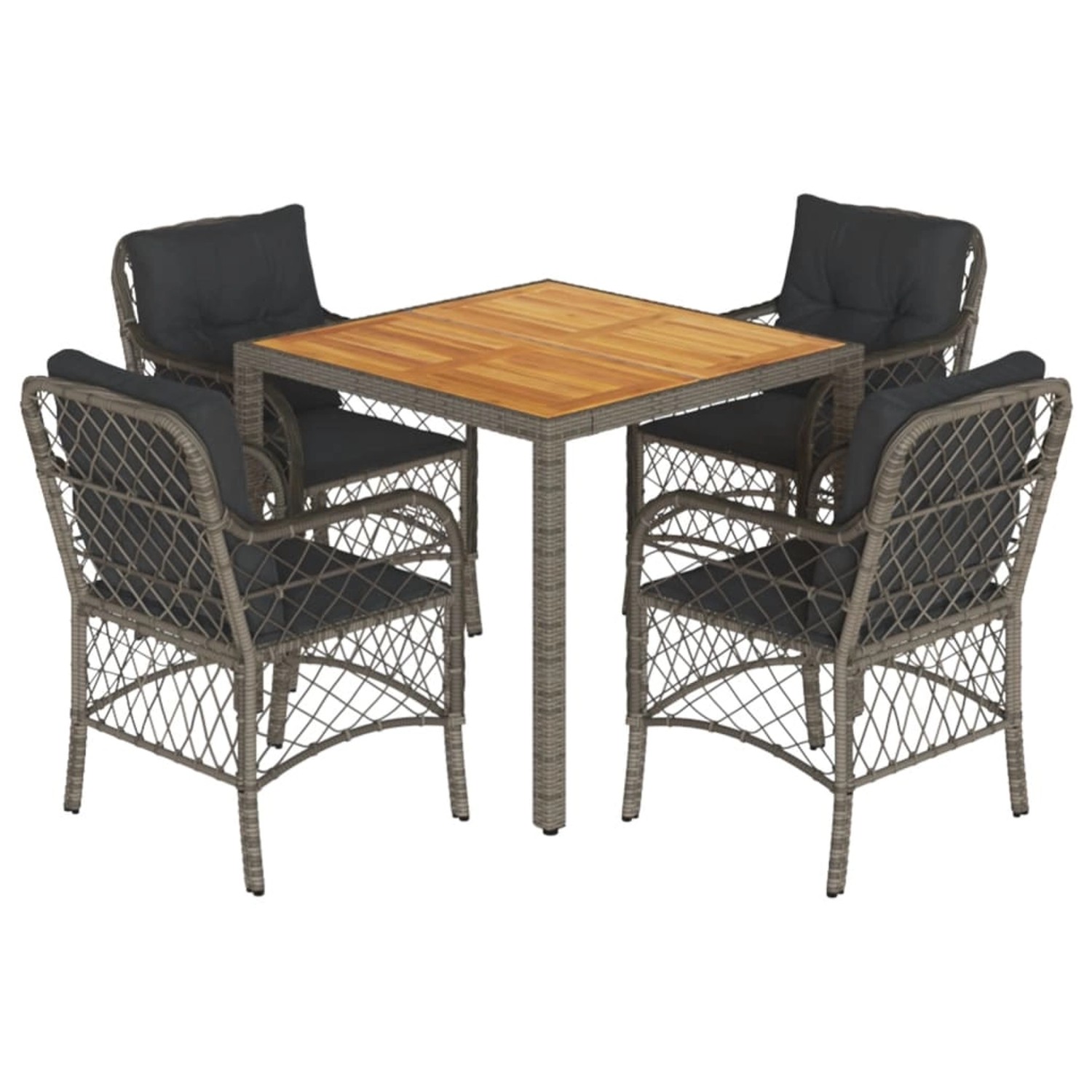 vidaXL 5-tlg Garten-Essgruppe mit Kissen Grau Poly Rattan Modell 38 vidaXL 5-tlg Garten-Essgruppe mit Kissen Grau Poly Rattan Modell 38 von VIDAXL