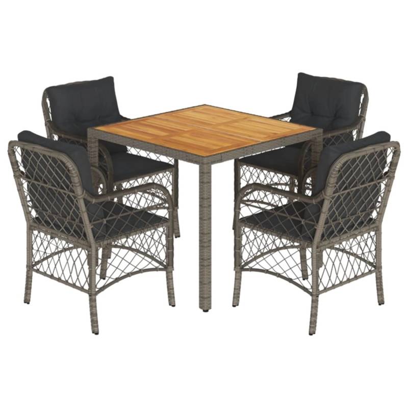 vidaXL 5-tlg Garten-Essgruppe mit Kissen Grau Poly Rattan Modell 38 von VIDAXL