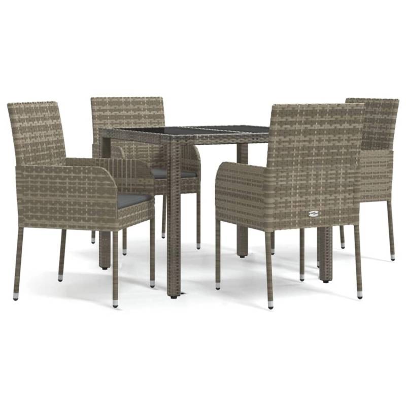 vidaXL 5-tlg Garten-Essgruppe mit Kissen Grau Poly Rattan Modell 5 von VIDAXL