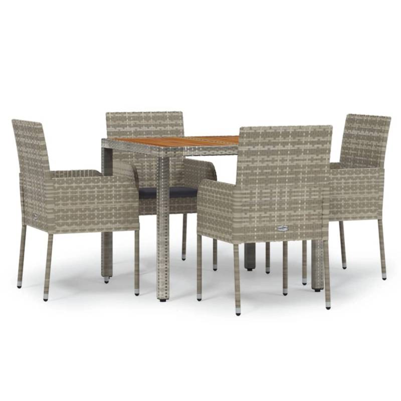 vidaXL 5-tlg Garten-Essgruppe mit Kissen Grau Poly Rattan Modell 7 von VIDAXL