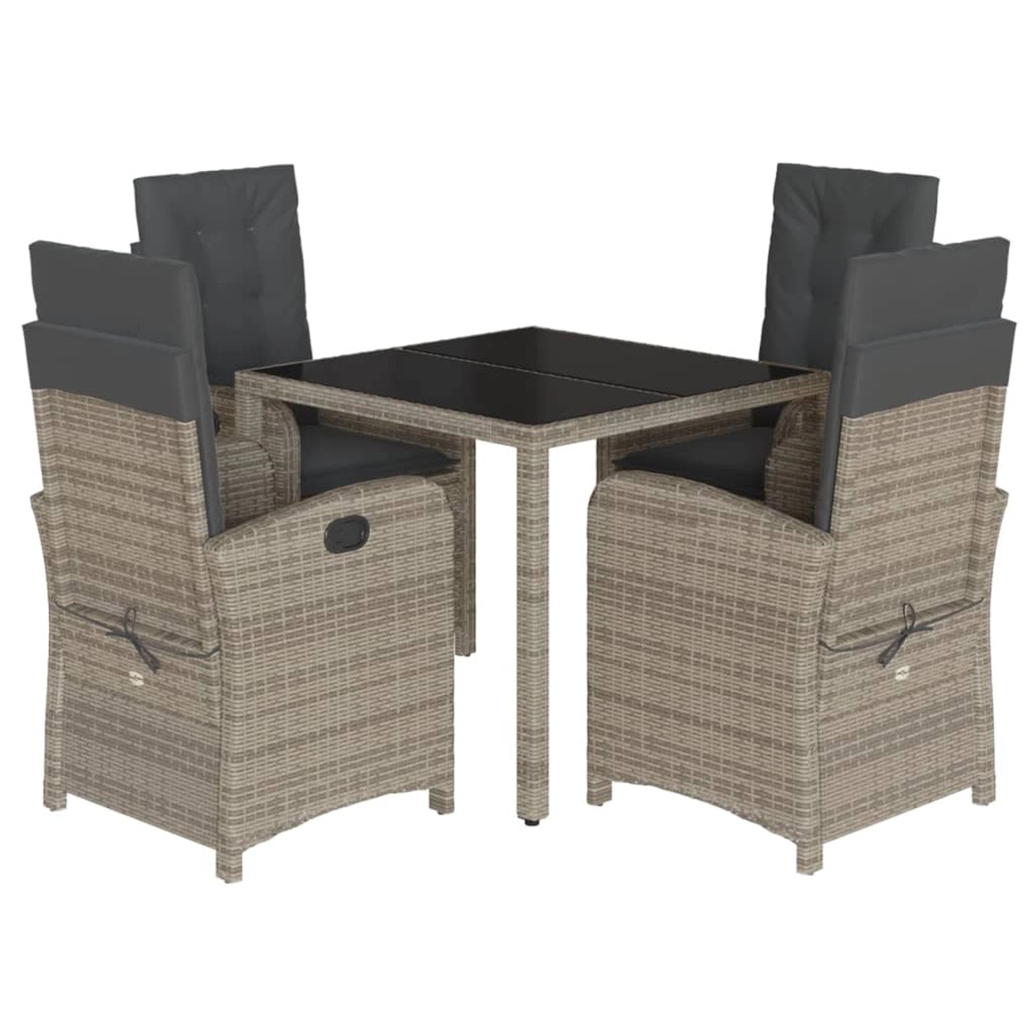 vidaXL 5-tlg Garten-Essgruppe mit Kissen Grau Poly Rattan Modell 70 vidaXL 5-tlg Garten-Essgruppe mit Kissen Grau Poly Rattan Modell 70 von VIDAXL