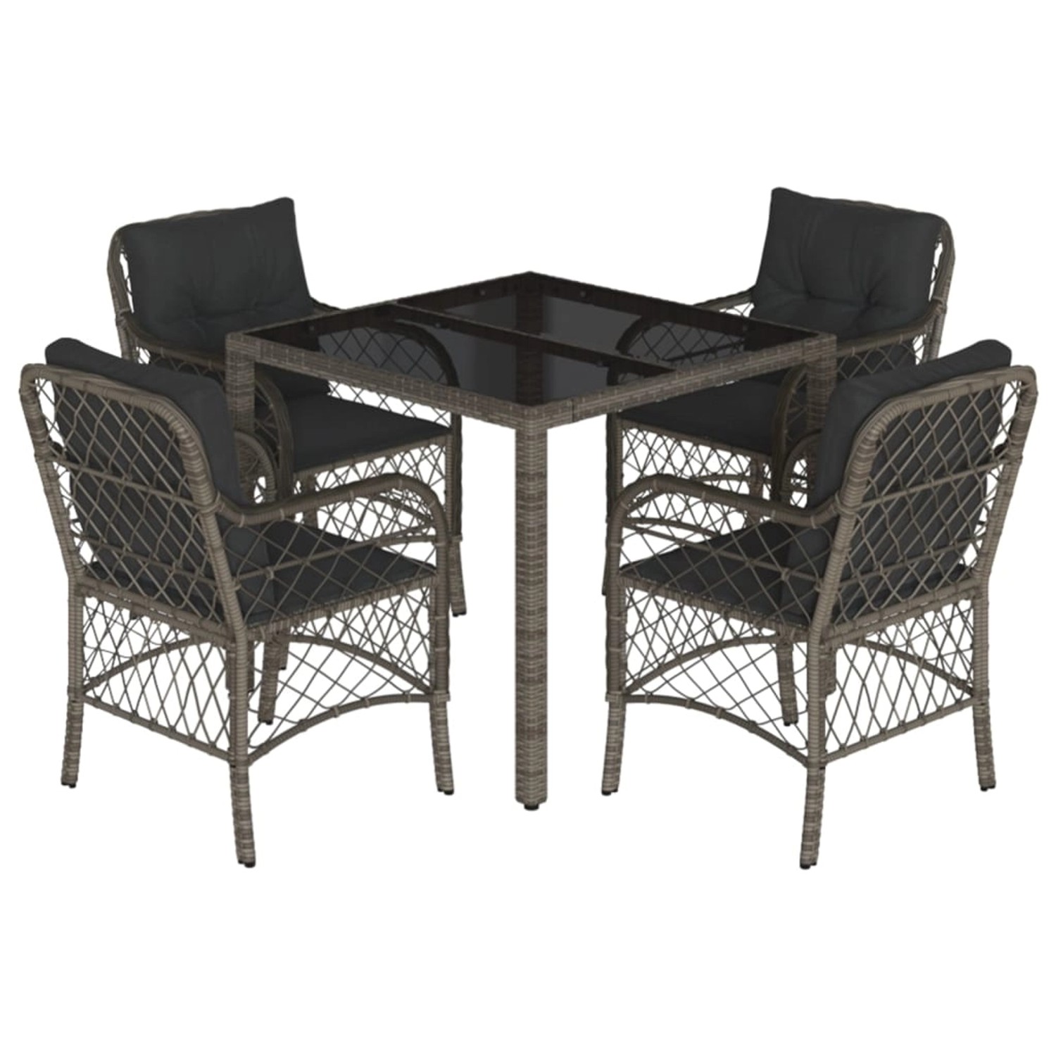 vidaXL 5-tlg Garten-Essgruppe mit Kissen Grau Poly Rattan Modell 79 vidaXL 5-tlg Garten-Essgruppe mit Kissen Grau Poly Rattan Modell 79 von VIDAXL