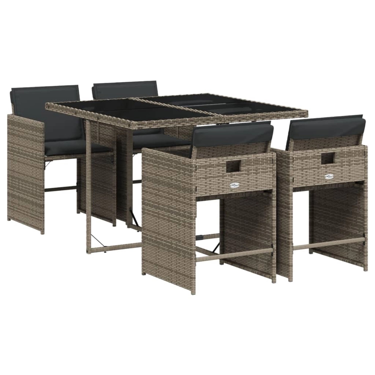 vidaXL 5-tlg Garten-Essgruppe mit Kissen Grau Poly Rattan Modell 99 vidaXL 5-tlg Garten-Essgruppe mit Kissen Grau Poly Rattan Modell 99 von VIDAXL