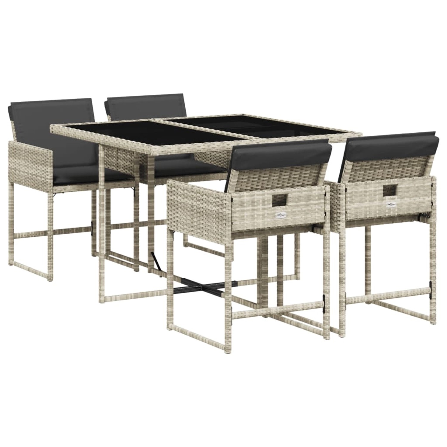 vidaXL 5-tlg Garten-Essgruppe mit Kissen Hellgrau Poly Rattan Modell 28 vidaXL 5-tlg Garten-Essgruppe mit Kissen Hellgrau Poly Rattan Modell 28 von VIDAXL
