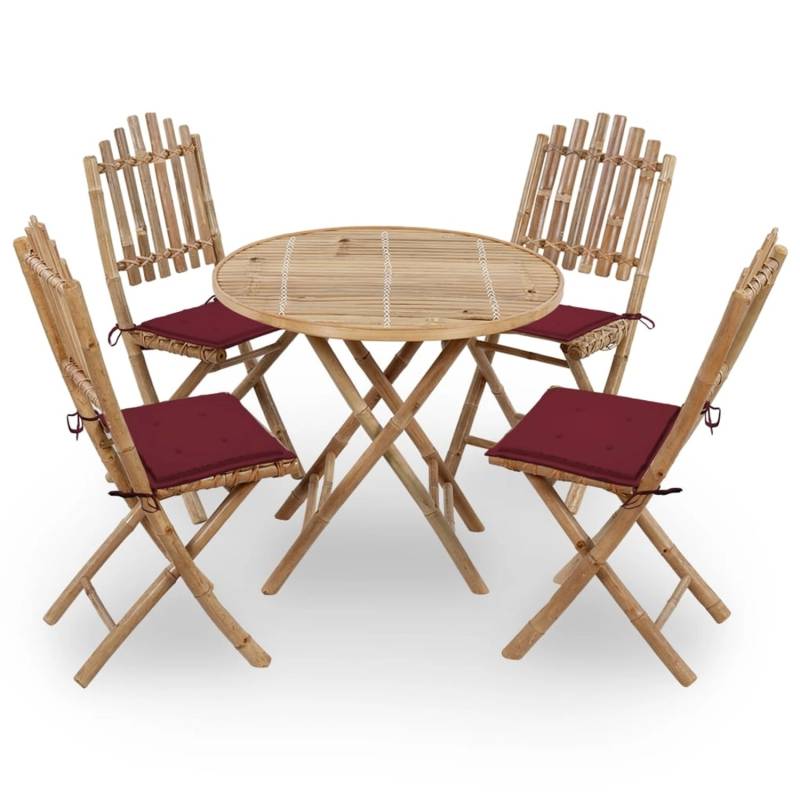vidaXL 5-tlg Garten-Essgruppe mit Kissen Klappbar Bambus Modell 10 von VIDAXL