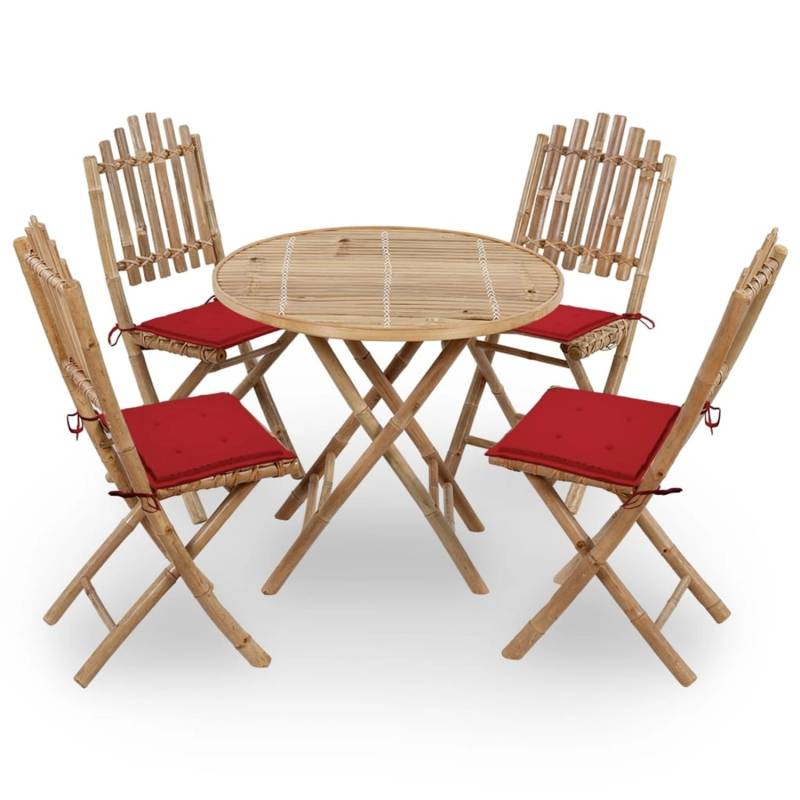 vidaXL 5-tlg Garten-Essgruppe mit Kissen Klappbar Bambus Modell 7 von VIDAXL