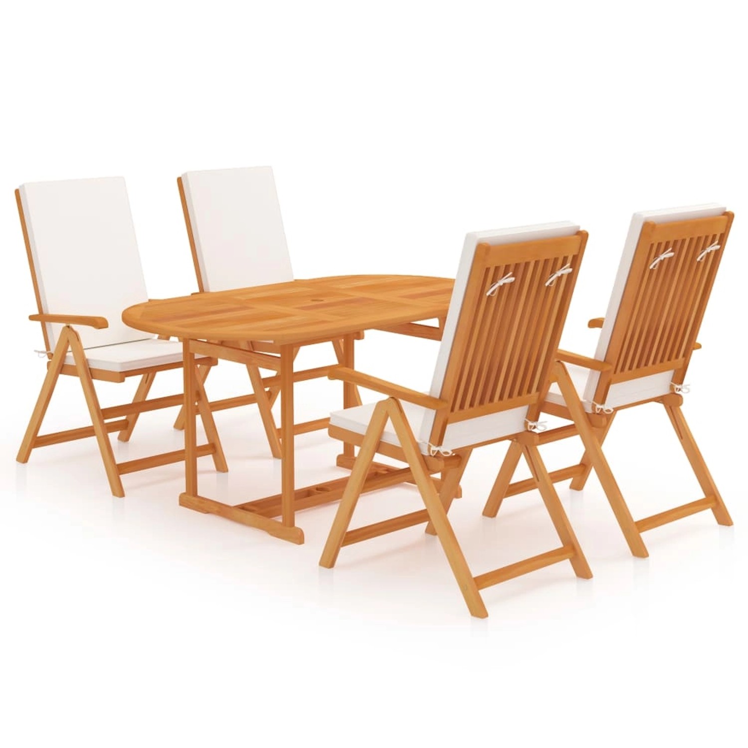 vidaXL 5-tlg Garten-Essgruppe mit Kissen Massivholz Teak Modell 1 von VIDAXL