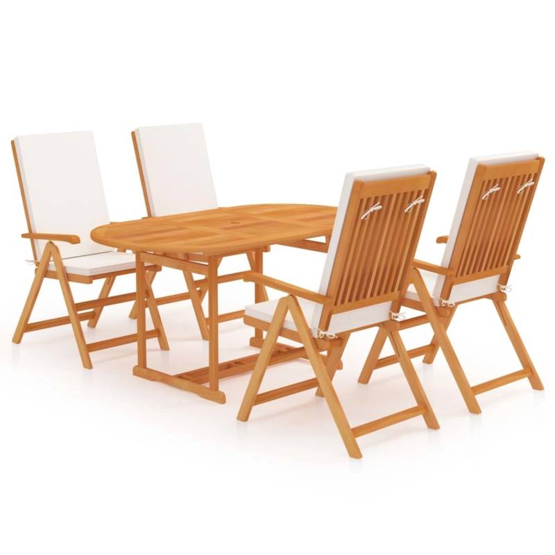 vidaXL 5-tlg Garten-Essgruppe mit Kissen Massivholz Teak Modell 1 von VIDAXL