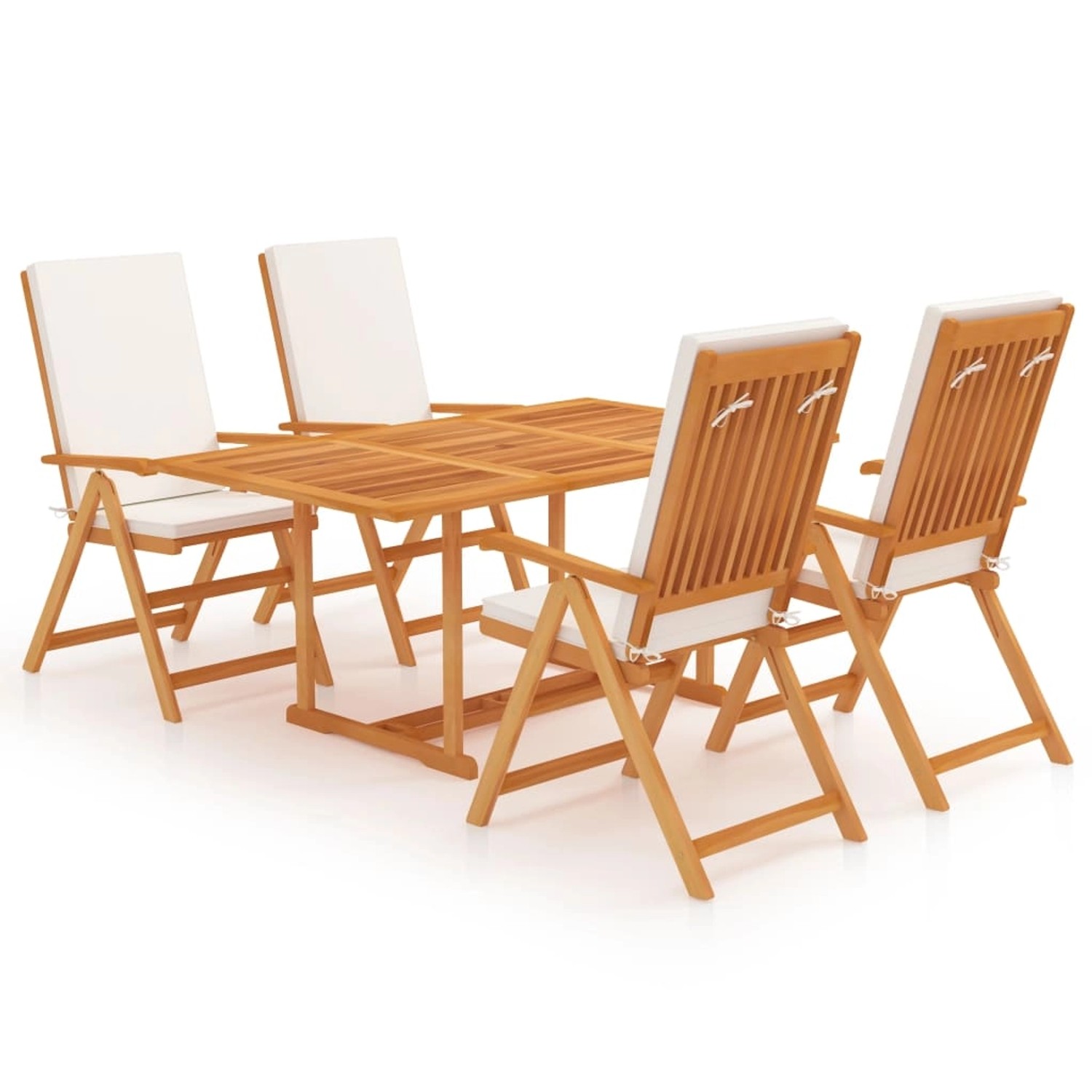 vidaXL 5-tlg Garten-Essgruppe mit Kissen Massivholz Teak Modell 2 von VIDAXL
