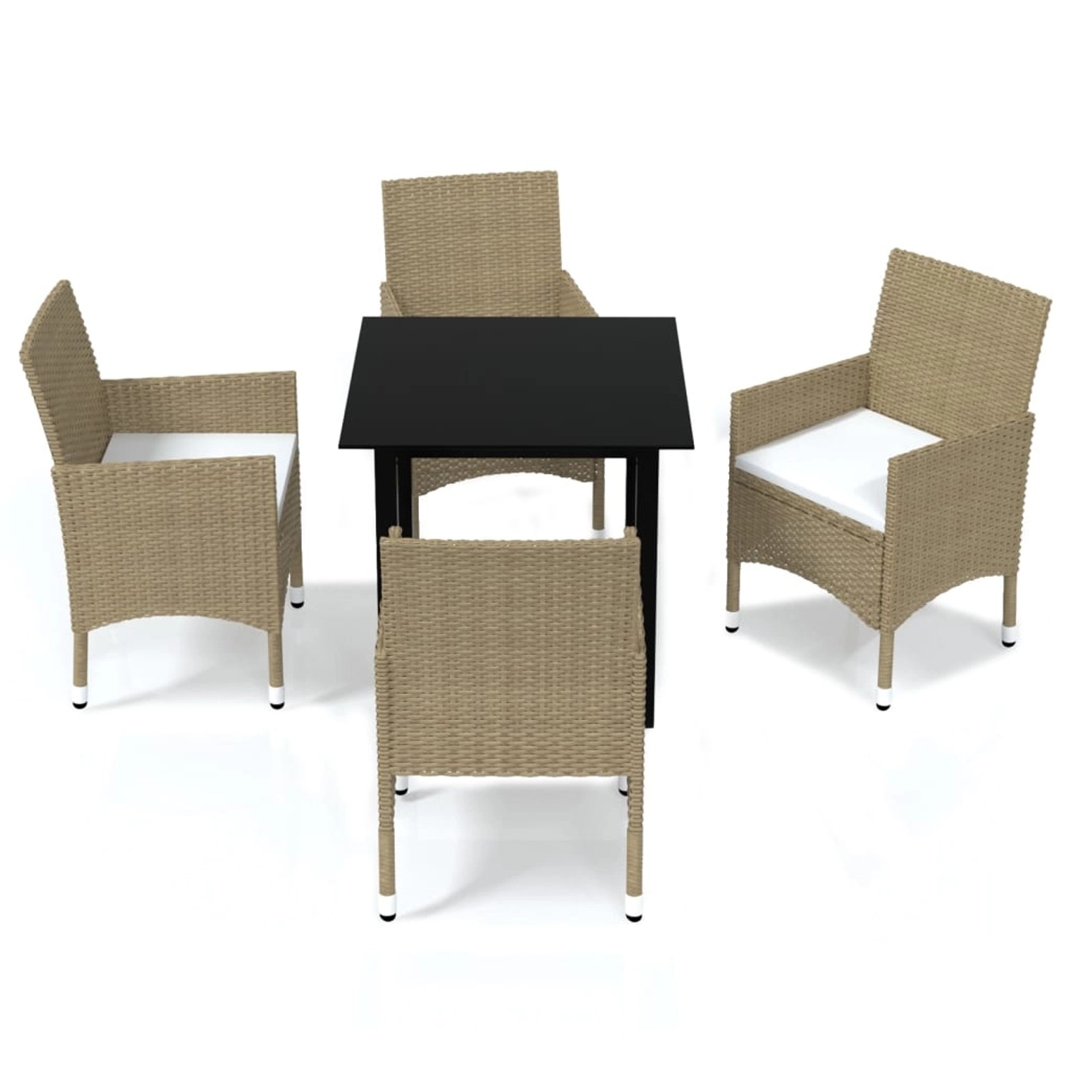 vidaXL 5-tlg Garten-Essgruppe mit Kissen Poly Rattan Beige Modell 4 vidaXL 5-tlg Garten-Essgruppe mit Kissen Poly Rattan Beige Modell 4 von VIDAXL