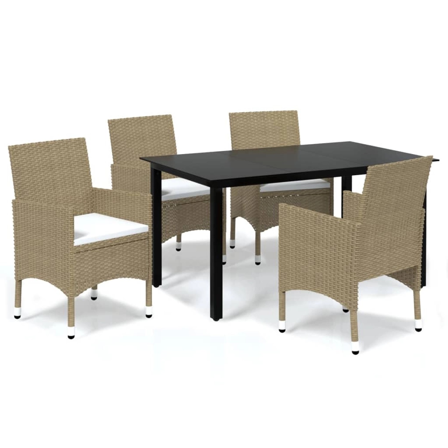 vidaXL 5-tlg Garten-Essgruppe mit Kissen Poly Rattan Beige Modell 5 vidaXL 5-tlg Garten-Essgruppe mit Kissen Poly Rattan Beige Modell 5 von VIDAXL