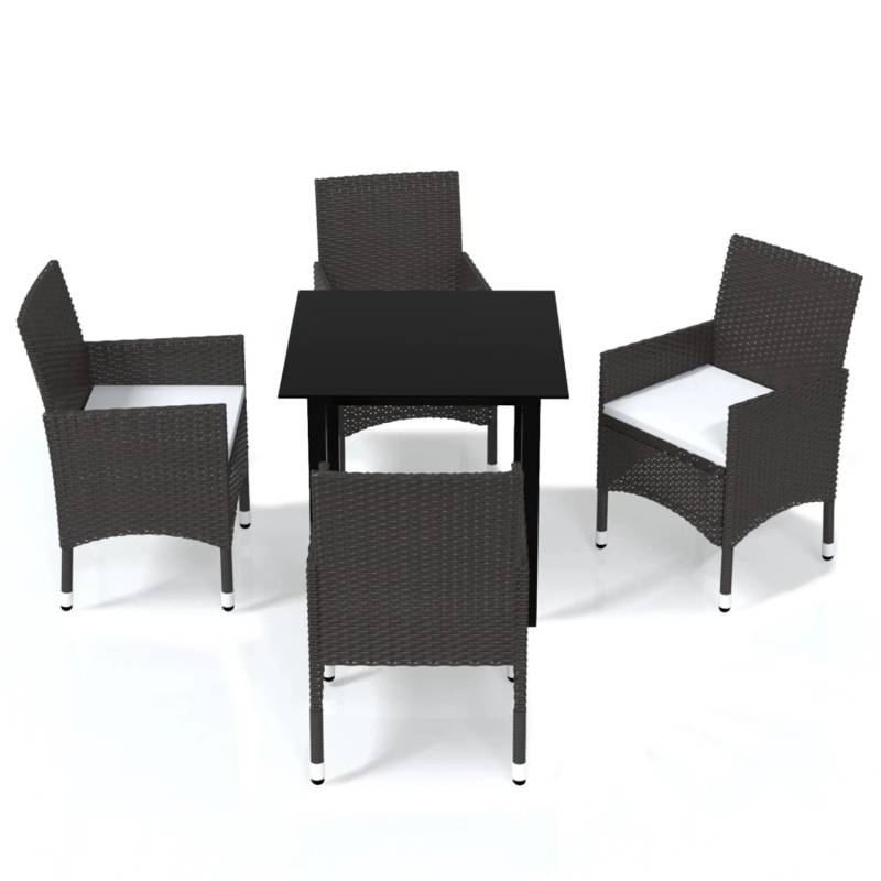 vidaXL 5-tlg Garten-Essgruppe mit Kissen Poly Rattan Braun Modell 5 von VIDAXL