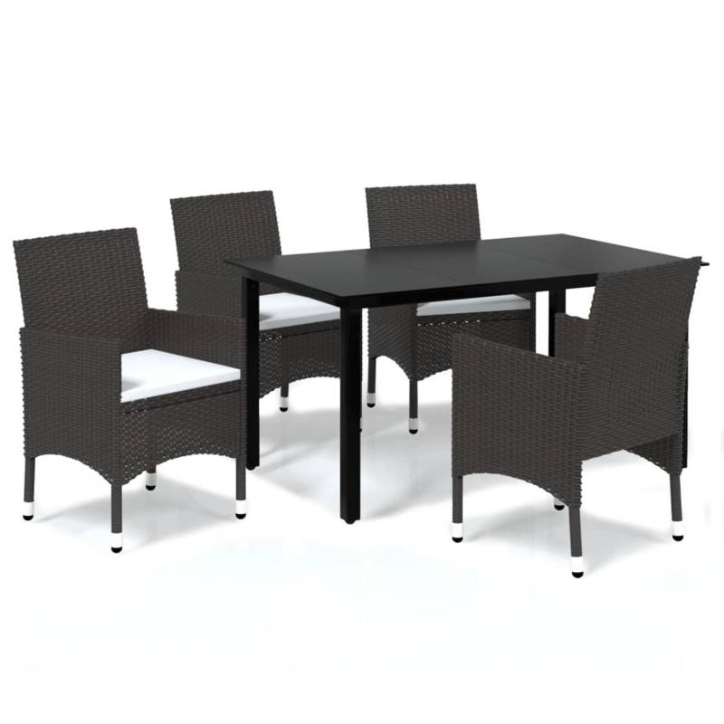vidaXL 5-tlg Garten-Essgruppe mit Kissen Poly Rattan Braun Modell 6 von VIDAXL