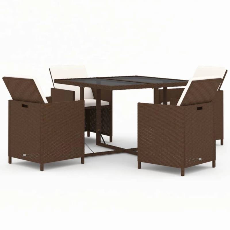 vidaXL 5-tlg Garten-Essgruppe mit Kissen Poly Rattan Braun Modell 7 von VIDAXL