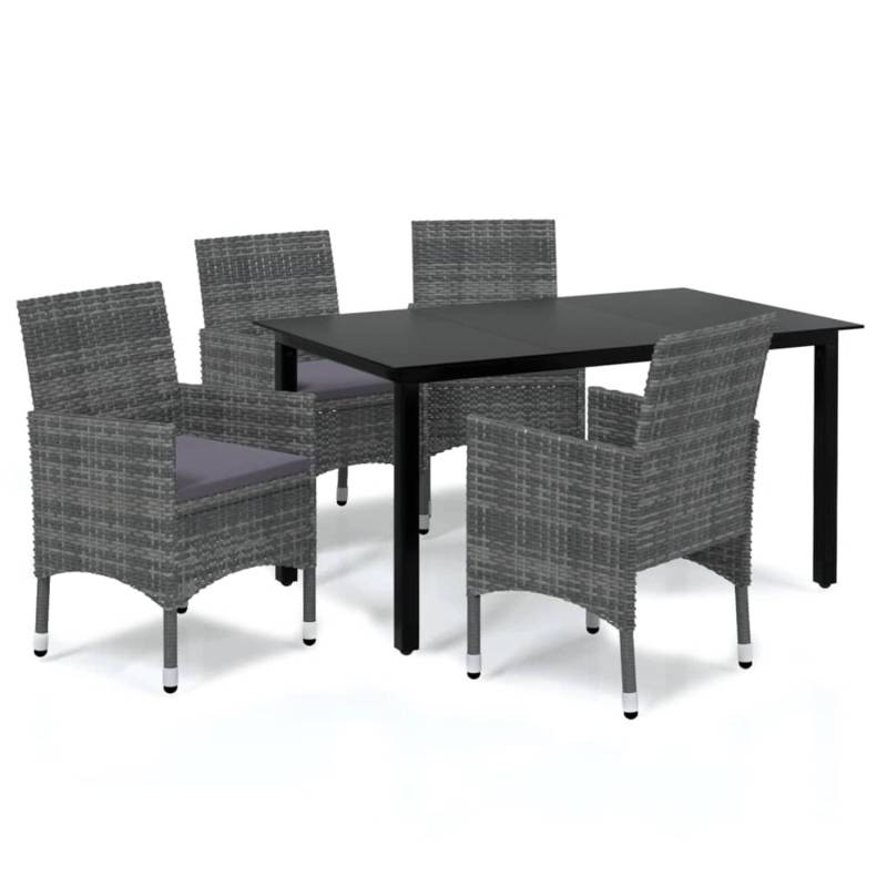 vidaXL 5-tlg Garten-Essgruppe mit Kissen Poly Rattan Grau Modell 11 von VIDAXL