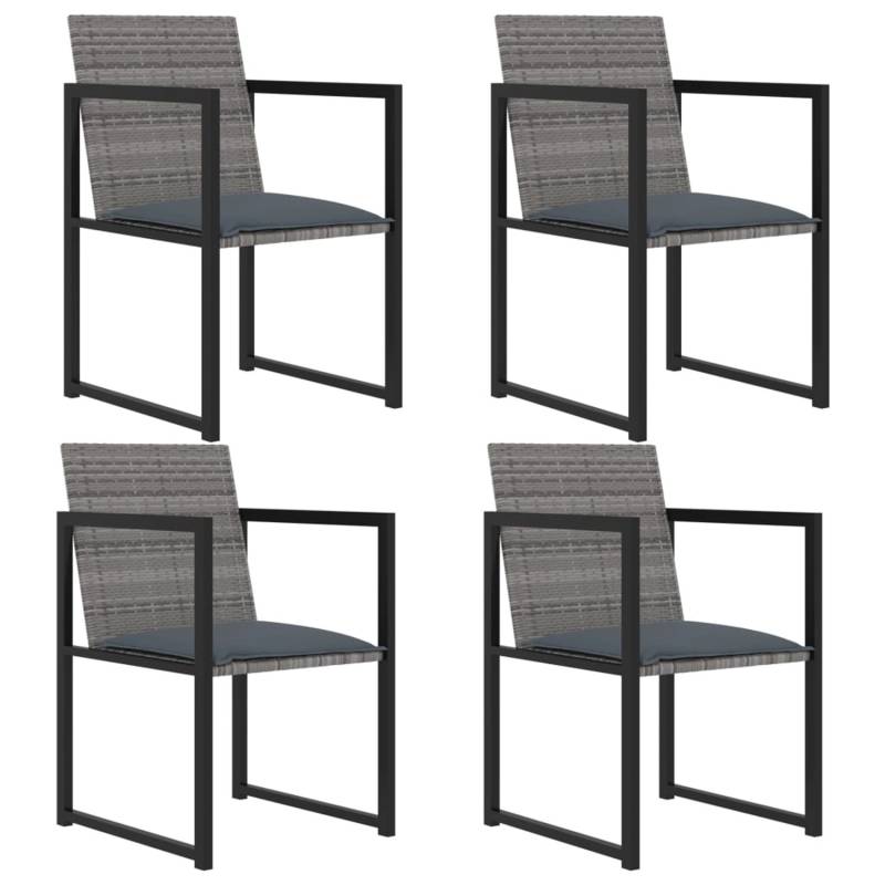 vidaXL 5-tlg Garten-Essgruppe mit Kissen Poly Rattan Grau Modell 2 von VIDAXL