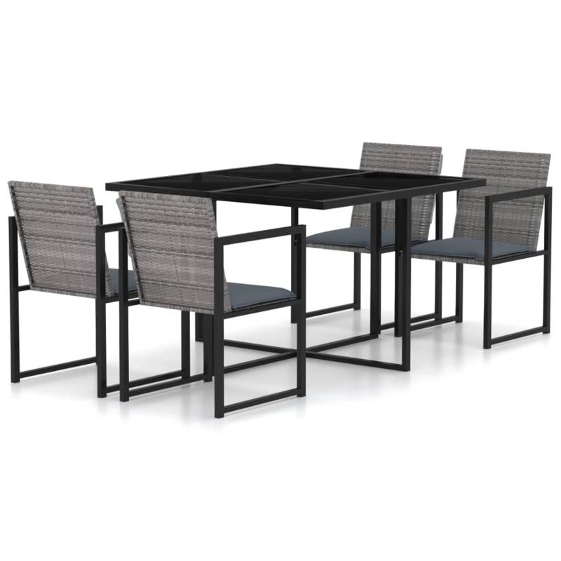 vidaXL 5-tlg Garten-Essgruppe mit Kissen Poly Rattan Grau Modell 25 von VIDAXL