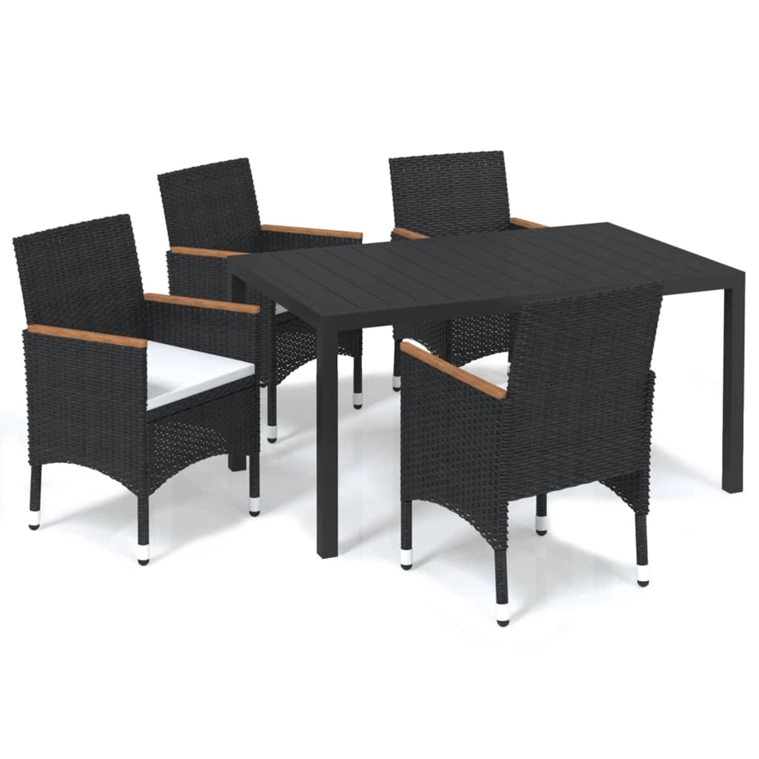 vidaXL 5-tlg Garten-Essgruppe mit Kissen Poly Rattan Schwarz Modell 19 vidaXL 5-tlg Garten-Essgruppe mit Kissen Poly Rattan Schwarz Modell 19 von VIDAXL