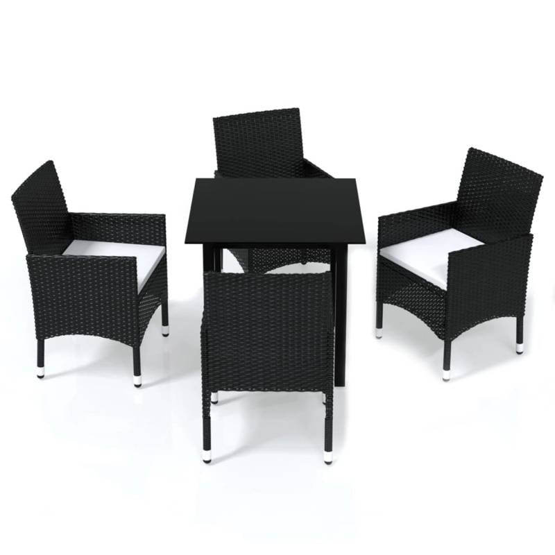 vidaXL 5-tlg Garten-Essgruppe mit Kissen Poly Rattan Schwarz Modell 8 von VIDAXL