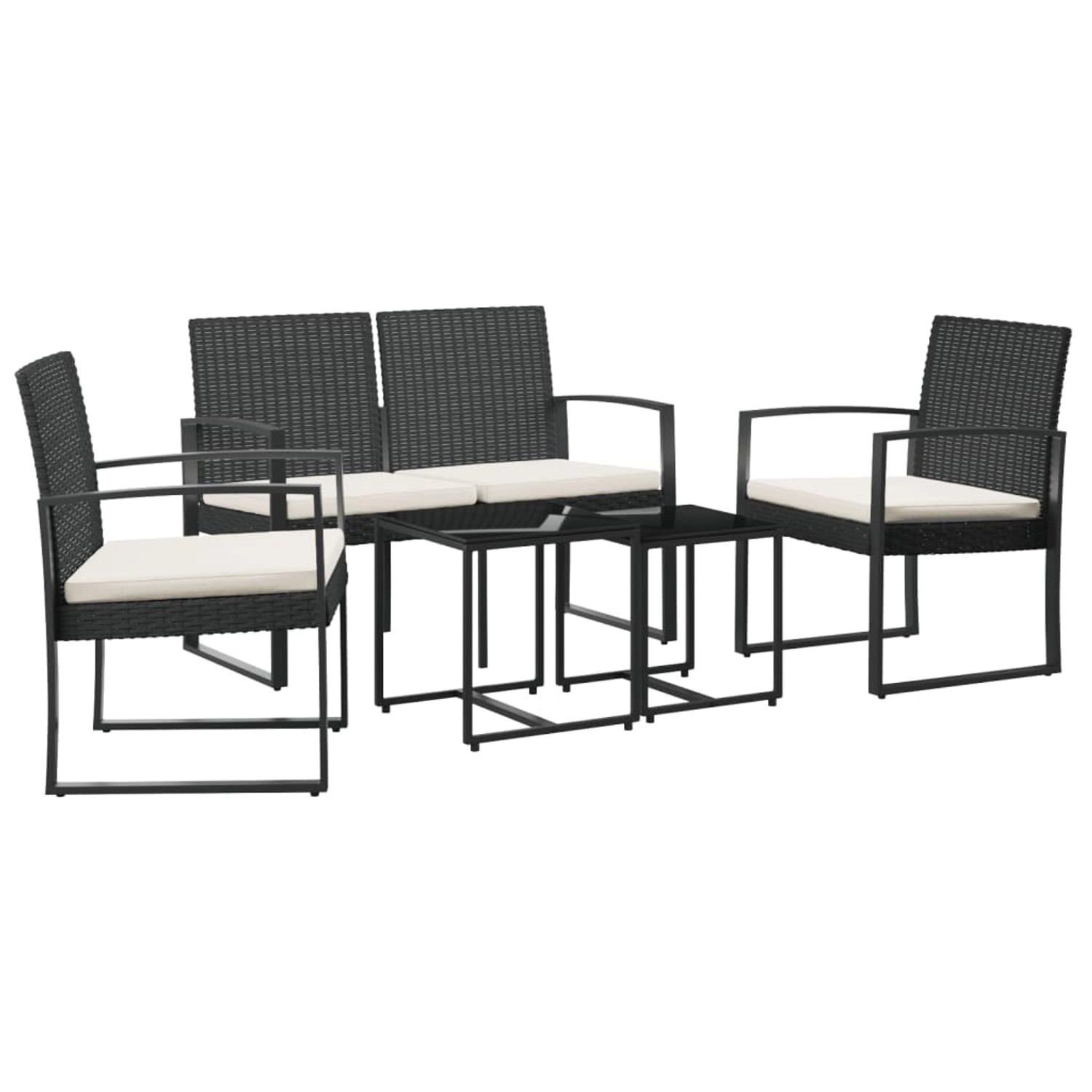 vidaXL 5-tlg Garten-Essgruppe mit Kissen Schwarz PP-Rattan Modell 1 vidaXL 5-tlg Garten-Essgruppe mit Kissen Schwarz PP-Rattan Modell 1 von VIDAXL