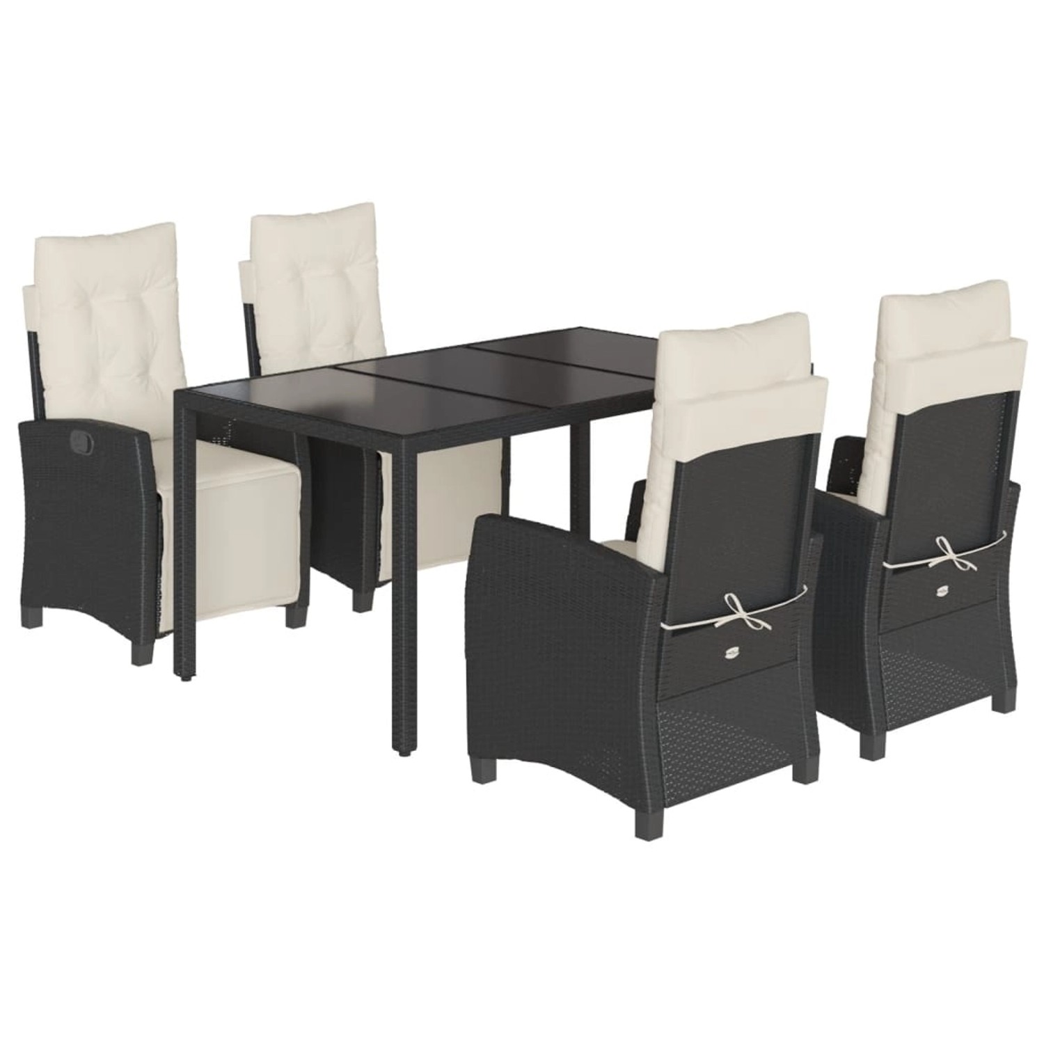 vidaXL 5-tlg Garten-Essgruppe mit Kissen Schwarz Poly Rattan Modell 130 vidaXL 5-tlg Garten-Essgruppe mit Kissen Schwarz Poly Rattan Modell 130 von VIDAXL