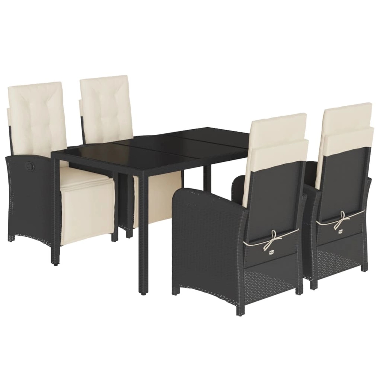 vidaXL 5-tlg Garten-Essgruppe mit Kissen Schwarz Poly Rattan Modell 164 vidaXL 5-tlg Garten-Essgruppe mit Kissen Schwarz Poly Rattan Modell 164 von VIDAXL