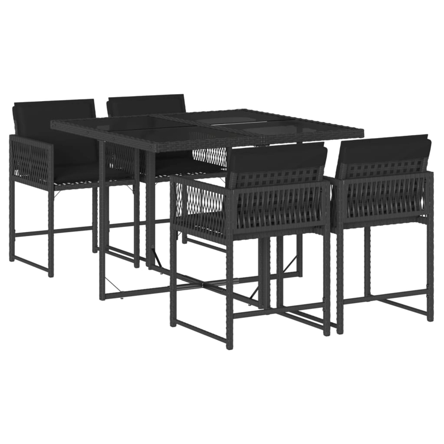 vidaXL 5-tlg Garten-Essgruppe mit Kissen Schwarz Poly Rattan Modell 166 vidaXL 5-tlg Garten-Essgruppe mit Kissen Schwarz Poly Rattan Modell 166 von VIDAXL