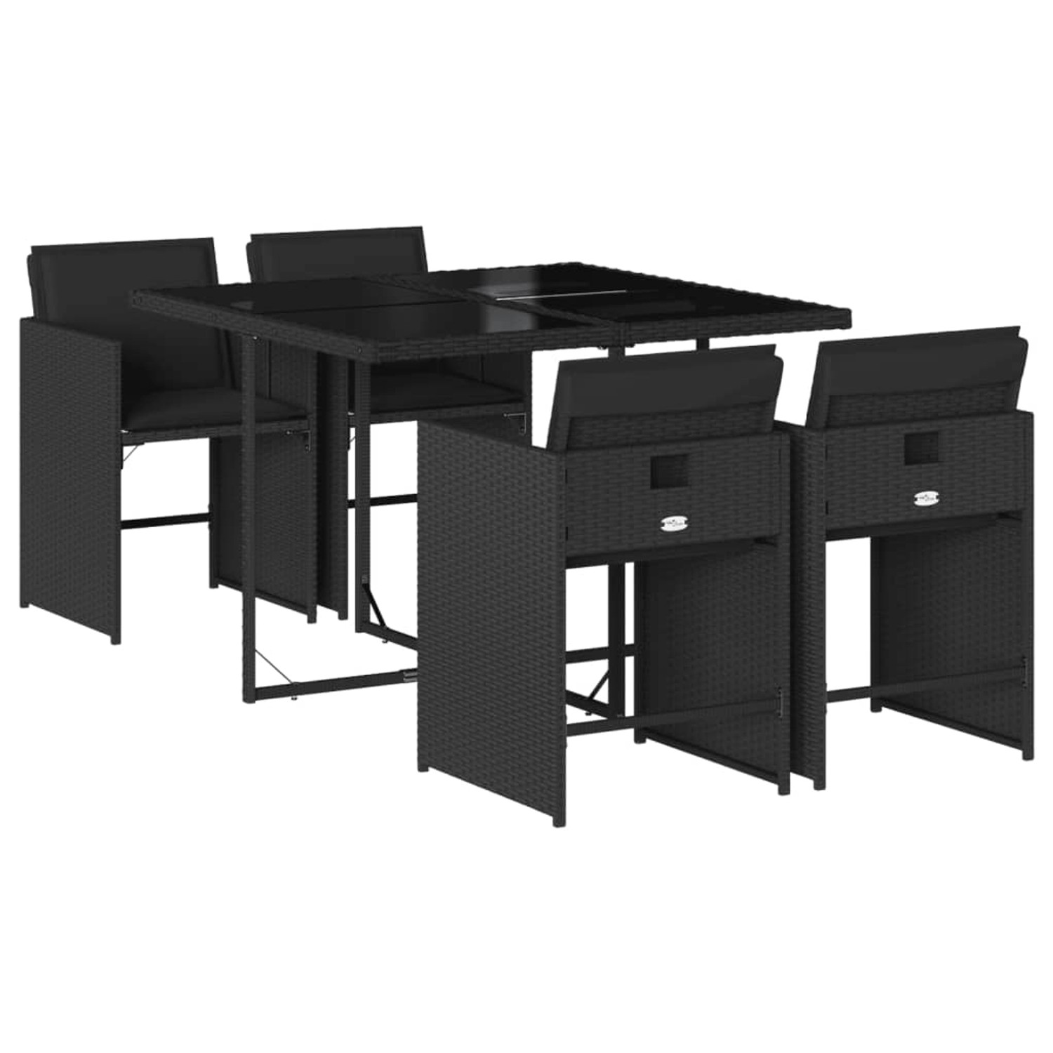 vidaXL 5-tlg Garten-Essgruppe mit Kissen Schwarz Poly Rattan Modell 167 vidaXL 5-tlg Garten-Essgruppe mit Kissen Schwarz Poly Rattan Modell 167 von VIDAXL