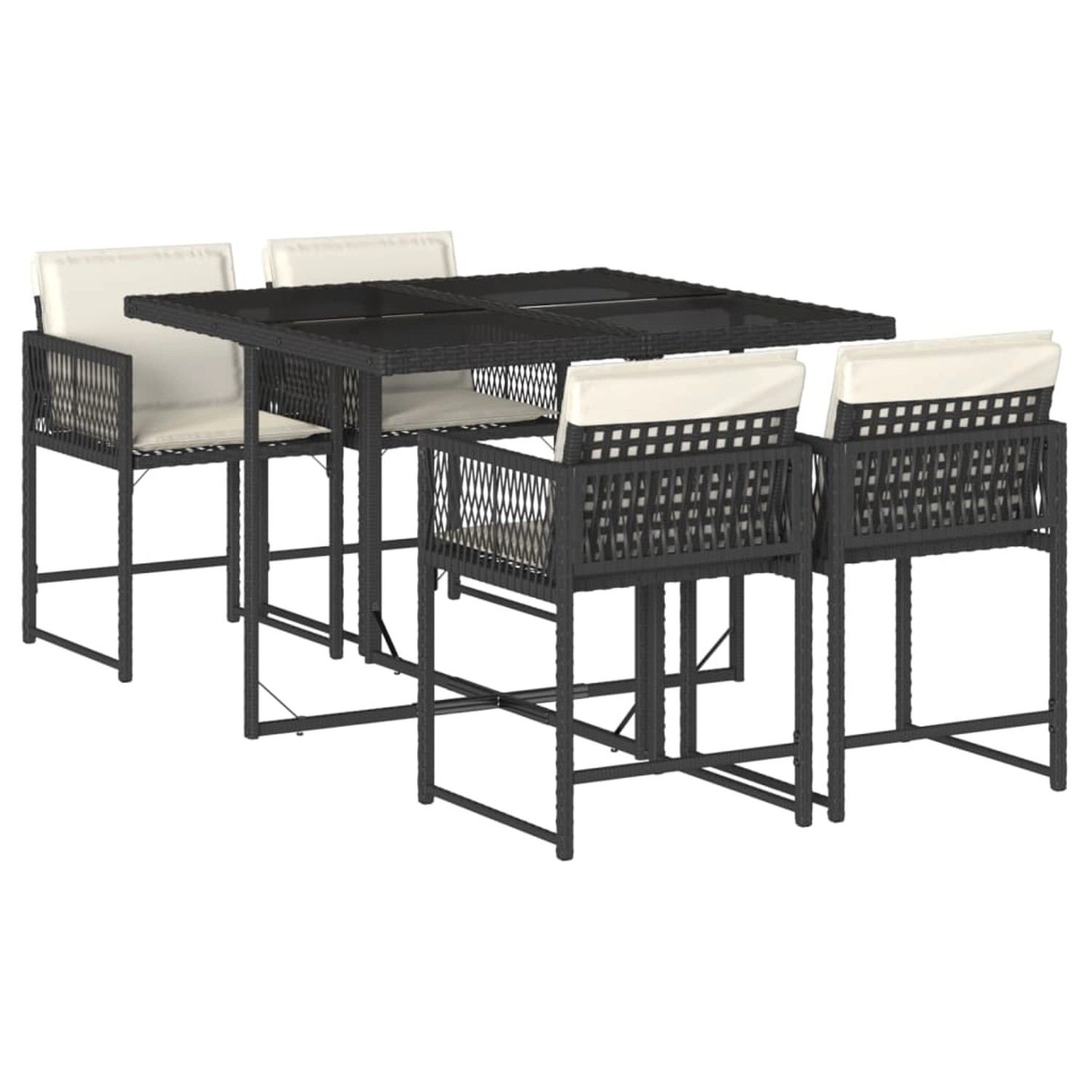 vidaXL 5-tlg Garten-Essgruppe mit Kissen Schwarz Poly Rattan Modell 168 vidaXL 5-tlg Garten-Essgruppe mit Kissen Schwarz Poly Rattan Modell 168 von VIDAXL