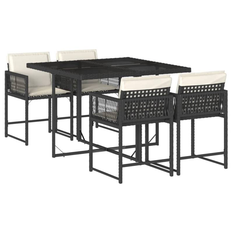 vidaXL 5-tlg Garten-Essgruppe mit Kissen Schwarz Poly Rattan Modell 168 von VIDAXL