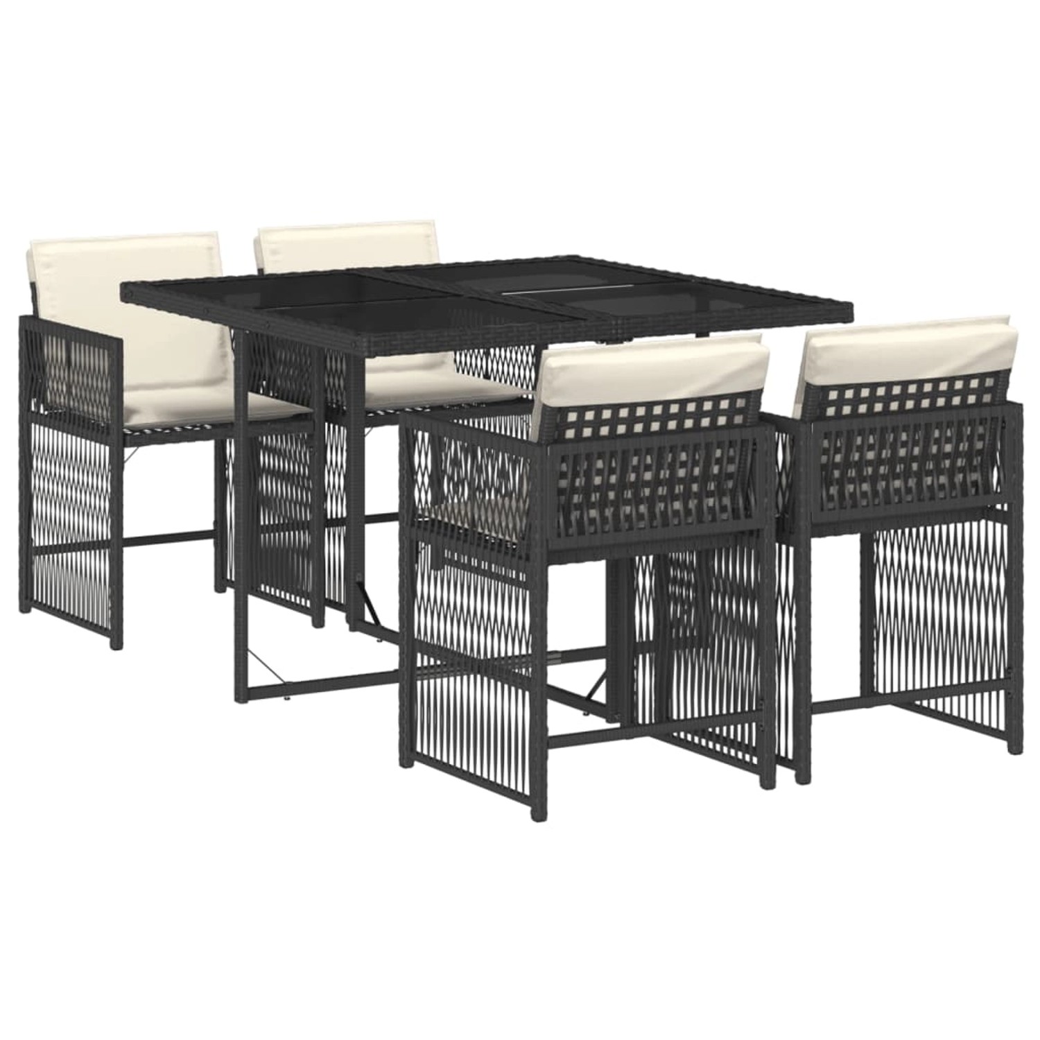 vidaXL 5-tlg Garten-Essgruppe mit Kissen Schwarz Poly Rattan Modell 169 vidaXL 5-tlg Garten-Essgruppe mit Kissen Schwarz Poly Rattan Modell 169 von VIDAXL