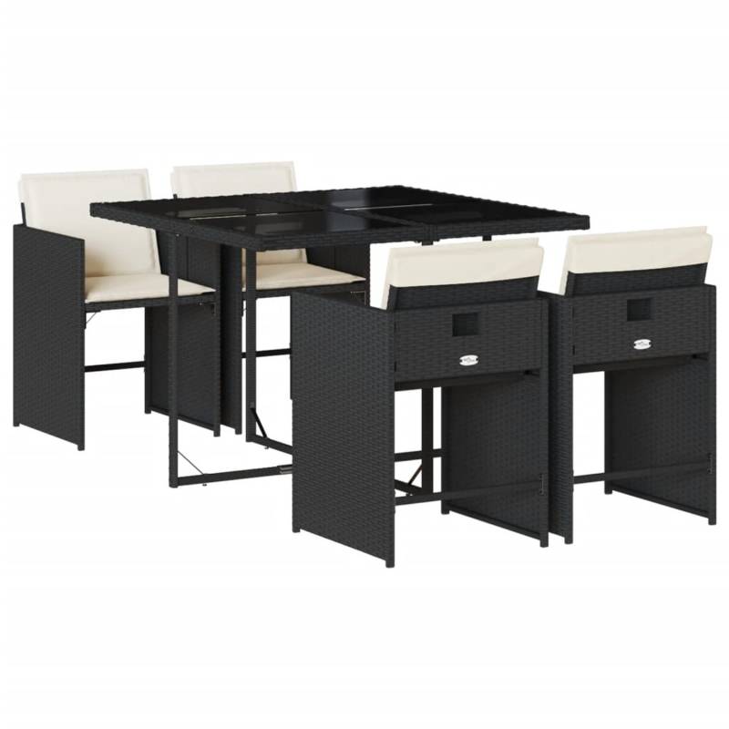vidaXL 5-tlg Garten-Essgruppe mit Kissen Schwarz Poly Rattan Modell 171 von VIDAXL