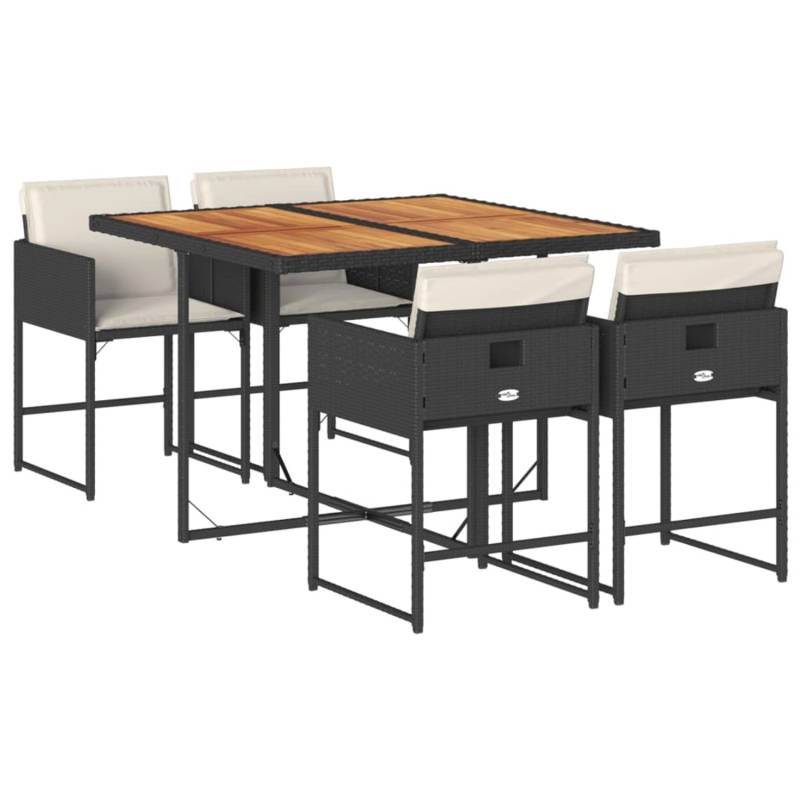 vidaXL 5-tlg Garten-Essgruppe mit Kissen Schwarz Poly Rattan Modell 173 von VIDAXL