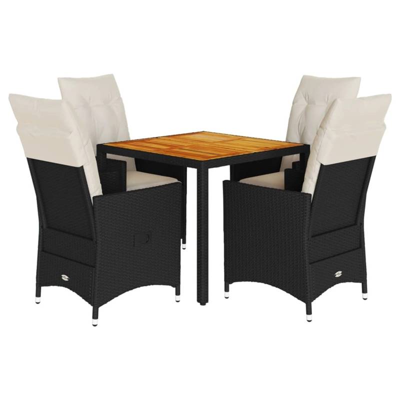 vidaXL 5-tlg Garten-Essgruppe mit Kissen Schwarz Poly Rattan Modell 180 von VIDAXL